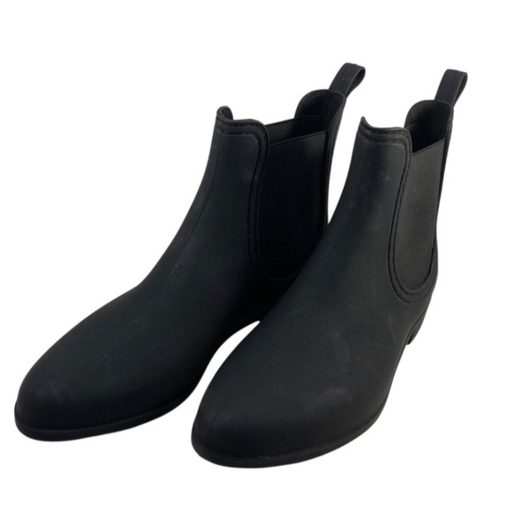 Jeffrey Campbell Play Black Chelsea Rain Boots Ankle Waterproof Rubber Slip On 7